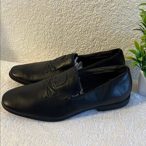 Elegant Black Leather Slip-On Loafers